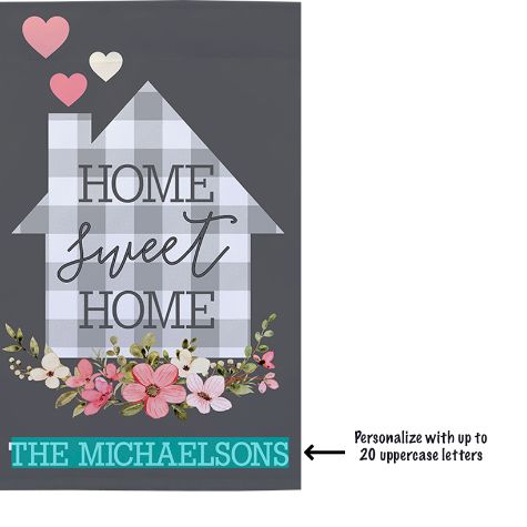 Personalized Plaid House with Flowers Garden Flag