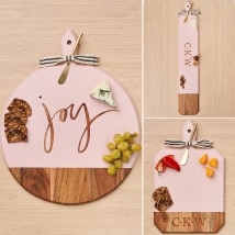Personalized Pink Acacia Heirloom Board with Gold Spreader
