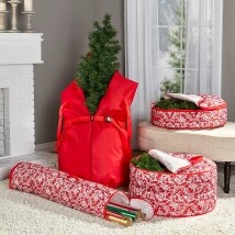 Red Damask Holiday Storage Collection