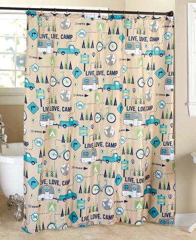 Live Love Camp Shower Curtain or Rug