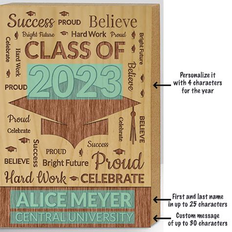 Personalized Graduation 4" x 6" Wood Frame