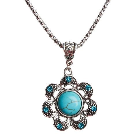 Flower Turquoise Necklace with Chain