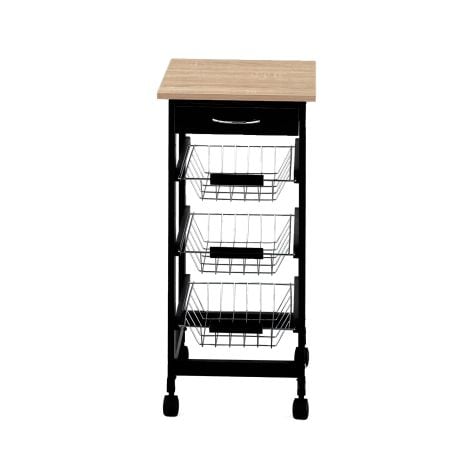 Kitchen Cart with Shelving - Black