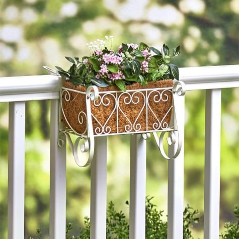 Decorative Rail or Fence Planters - Antique White
