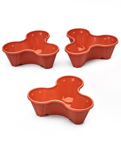 Stacked Planters or Base with Wheels - Terra Cotta Set of 3