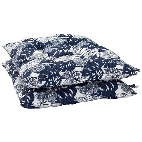 2-Pc. Outdoor Seat Cushions - Blue Tropical Floral
