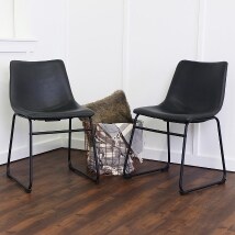 Set of 2 Industrial Faux Leather Dining Chairs