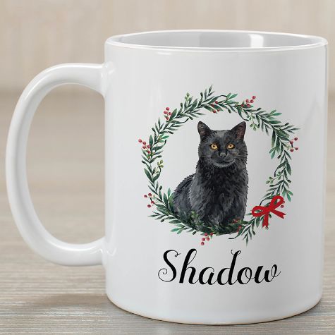 Personalized Christmas Cat Coffee Mugs - Black Cat