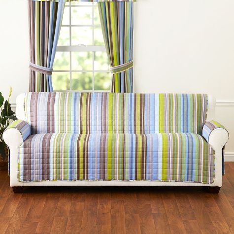 Aidan Stripe Furniture Covers - Blue Sofa