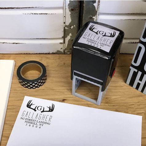 Personalized Self Inking Address Stamps - Antlers
