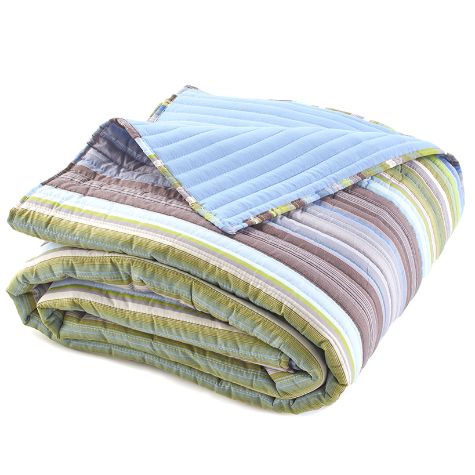 Aidan Stripe Quilts or Shams - Blue Twin Quilt