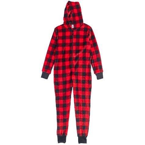 Women's Hooded Fleece One-Piece Pajama - Red Small