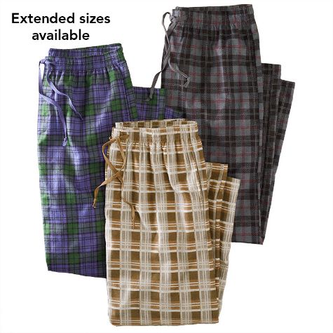 Men's Set of 3 Plaid Flannel Pants