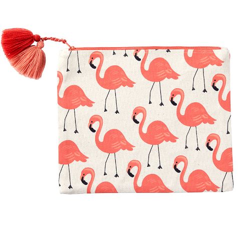 Flamingo Printed Cotton Pouch