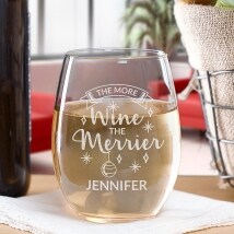 Personalized The More Wine The Merrier Wine Glass