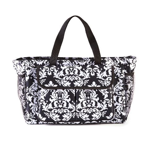 Oversized Carry-All Tote with Pockets - Damask