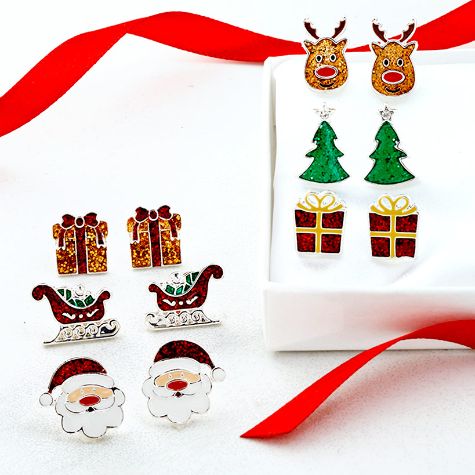 Sets of 3 Christmas Stud Earrings