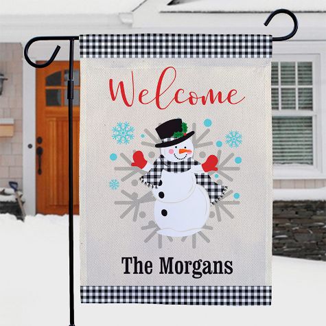 Personalized Winter Holiday Garden Flags - Snowman