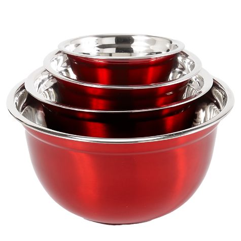 4-Pc. Stainless Steel Mixing Bowl Sets - Red