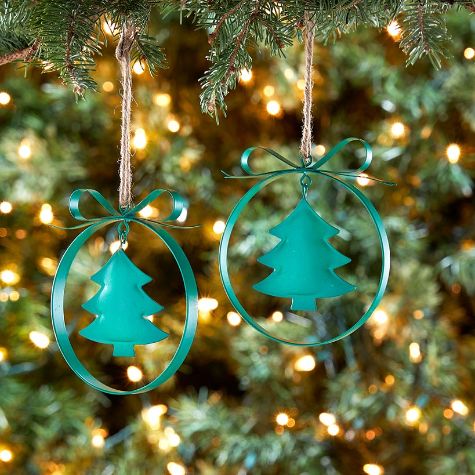 Sets of 2 Hanging Ornaments - Green