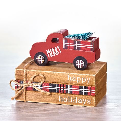 Seasonal Farmhouse Book Plaques - Holiday Truck