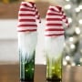 Sets of 2 Lighted Santa Gnome Cork Bottle Toppers - Striped Hat