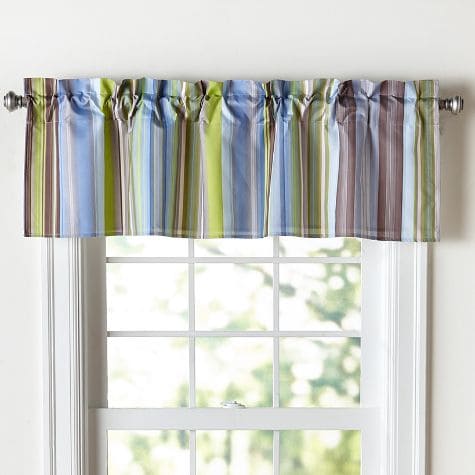 Aidan Stripe Window Curtain or Accent Pillows - Blue Valance
