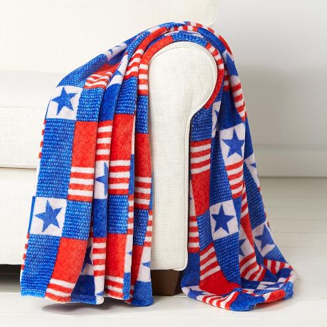 50" x 60" Summer Themed Plush Throws - Americana Patch