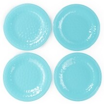 Coastal Melamine Dinnerware Sets - Set of 4 Turquoise Dinner Plates