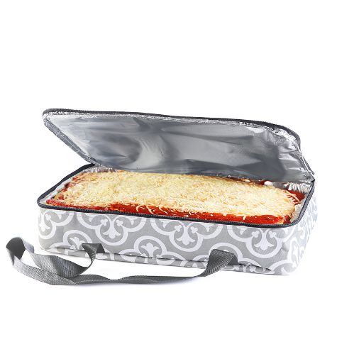 Carrier for Casserole or Slow Cooker - Gray Damask Casserole