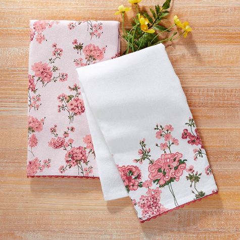 Spring Bloom Sets of 2 Kitchen Towels - Pink Spring Floral
