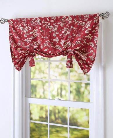 Floral Bow Accented Valances - Burgundy