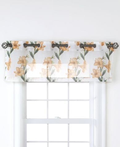 Lily Floral Semi-Sheer Window Panel or Valance - Goldenrod Valance