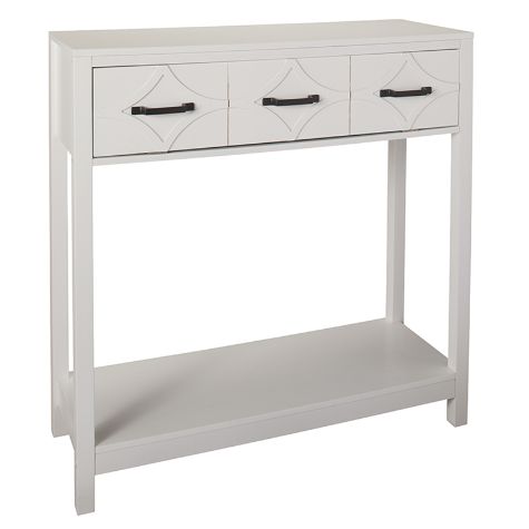 Console Tables with Geometric Design Drawers - White