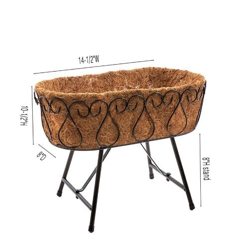 Decorative Metal Plant Stand with Coir Liner - Small