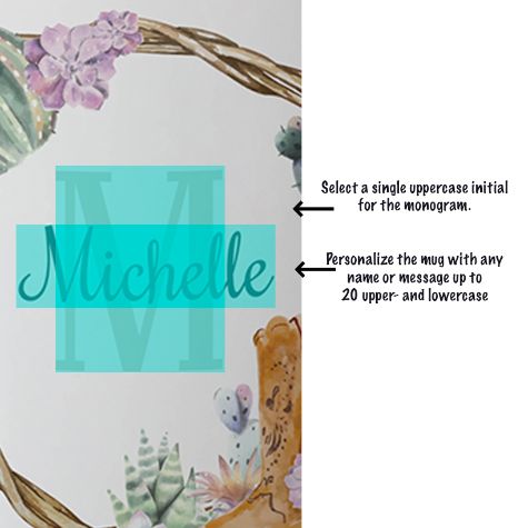 Personalized Watercolor Succulents Coffee Mug