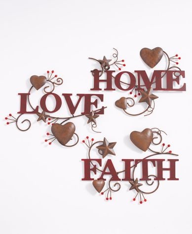 3-Pc. Hearts and Stars Metal Wall Decor - Words