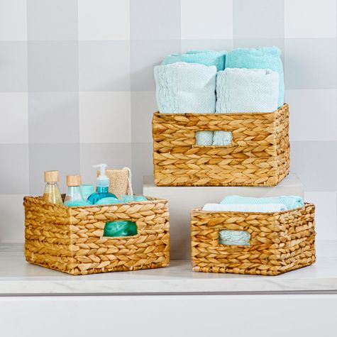 Set of 3 Water Hyacinth Nesting Baskets