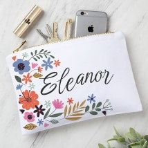Personalized Floral Zipper Pouch