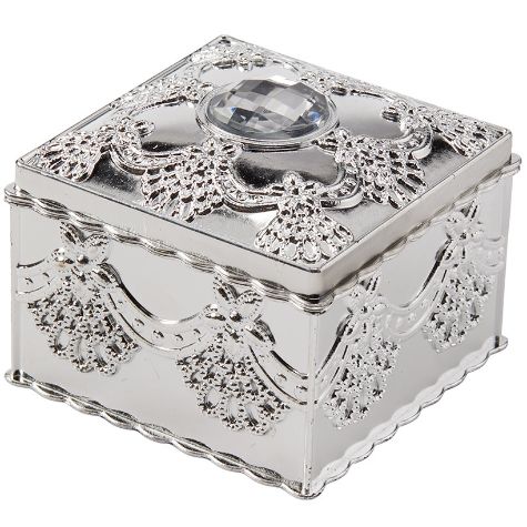 Plastic Silver Jewelry Box with Rhinestone