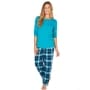 Knit and Flannel Pajama Sets - Turquoise Large