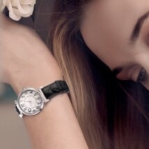 Silver Watch with Black Band