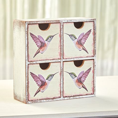 Garden-Themed Desktop Storage Chests - Hummingbird
