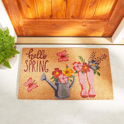 Floral Coir Doormats - Hello Spring