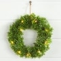 Lighted Faux Boxwood Topiaries or Wreath - 17" Wreath
