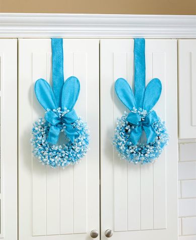 Bunny Cabinet Wreaths or Figures - Blue Wreath