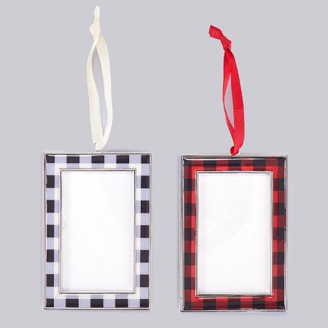 Set of 2 Gift Card Frame Ornaments - Plaid