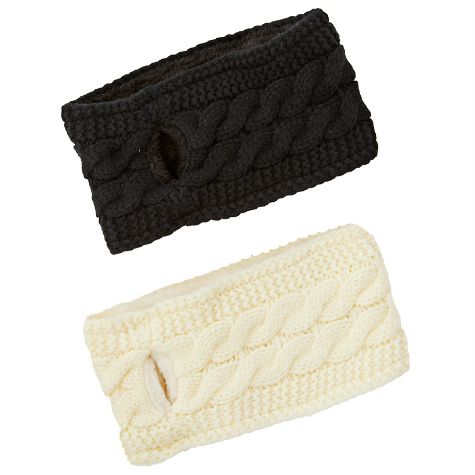 Sets of 2 Ponytail Knit Headwrap - Black/Cream