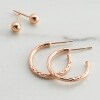 Sterling Silver Hoop & Stud Earring Sets - Rose Gold