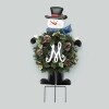 Solar Snowman Stake with Monogram Wreath